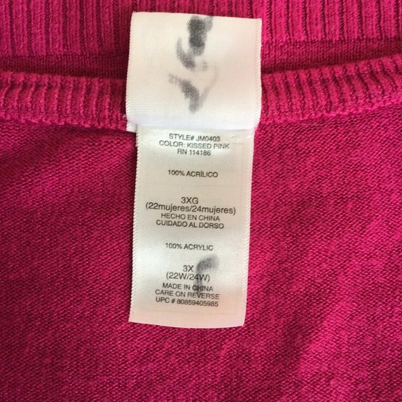 Just My Size Pink Long Sleeve Sweater - Size 3X - Picture 7 of 8